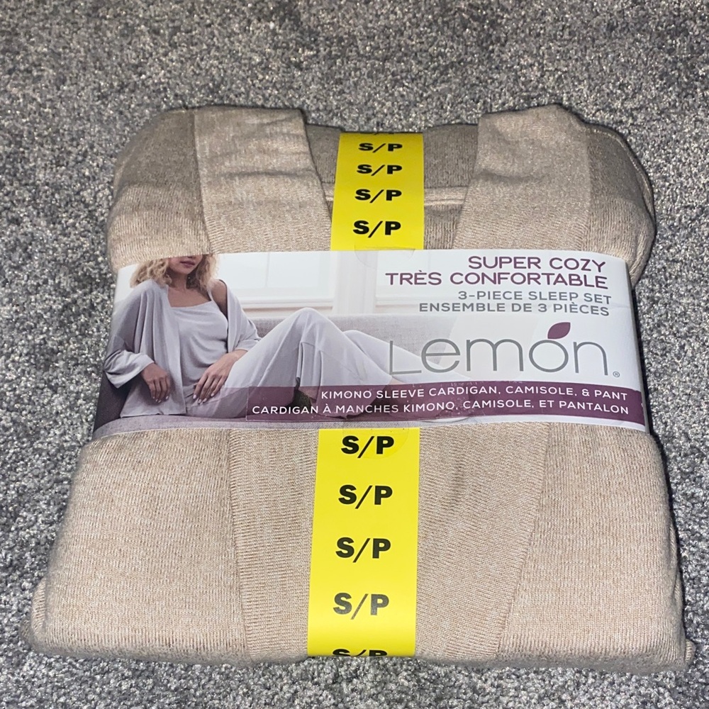 Lemon Soft Tan 3-Piece Sleep Set super soft and cozy